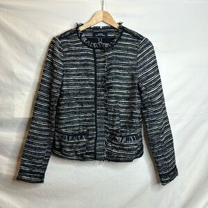 NWT Lands End Womens Blue Variegated Pattern Suit Jacket Size 2